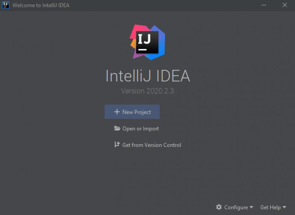 IntelliJ IDEA main screen