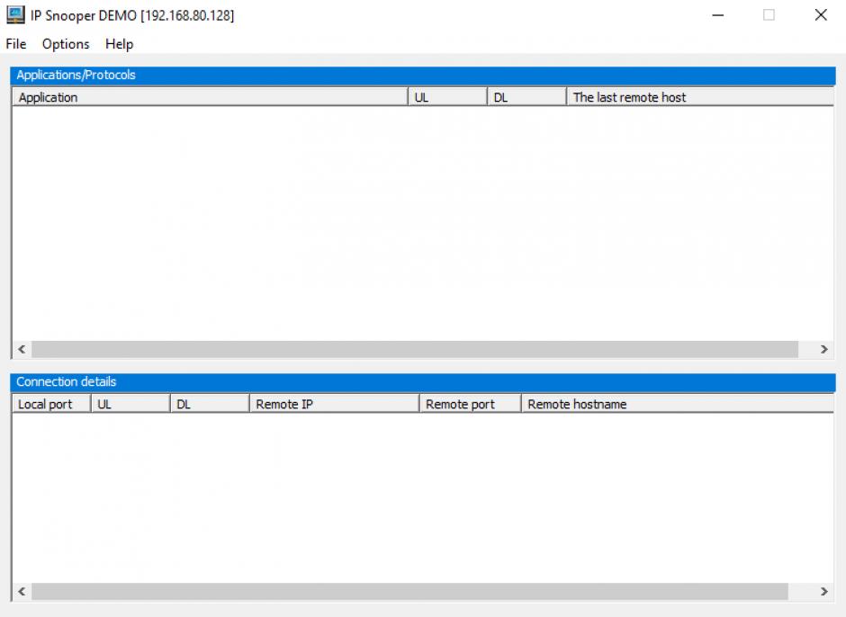 IP Traffic Snooper main screen