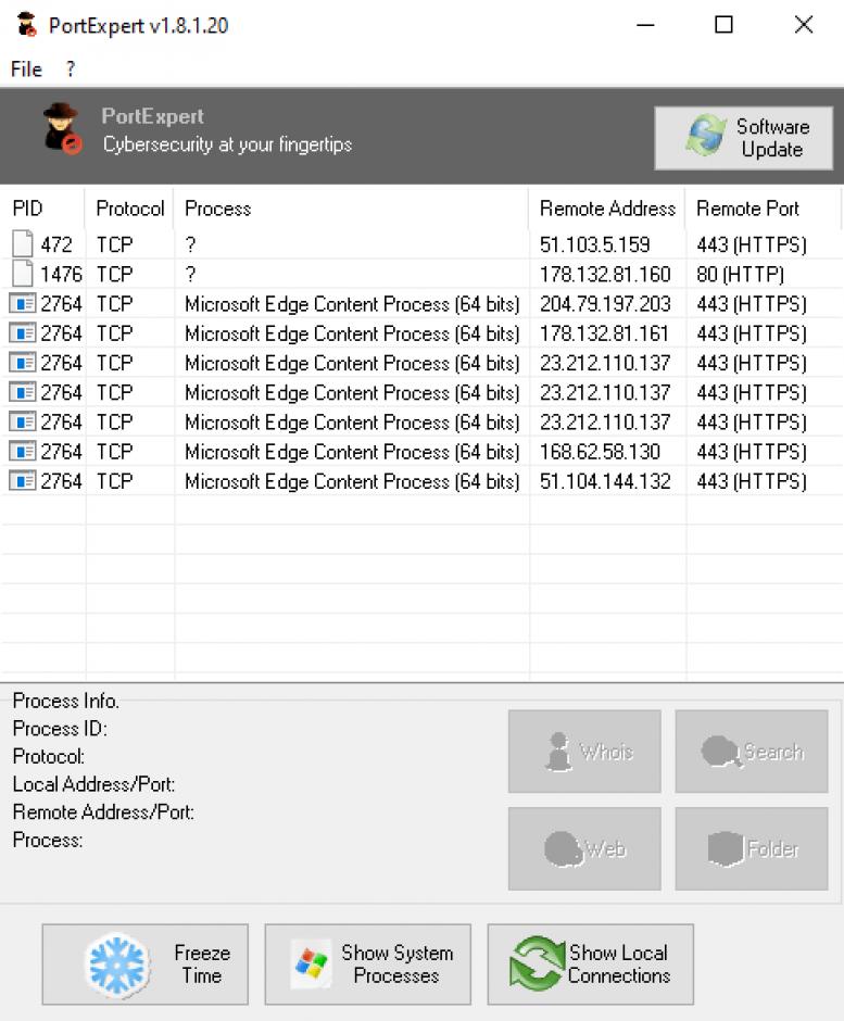 KC Softwares PortExpert main screen