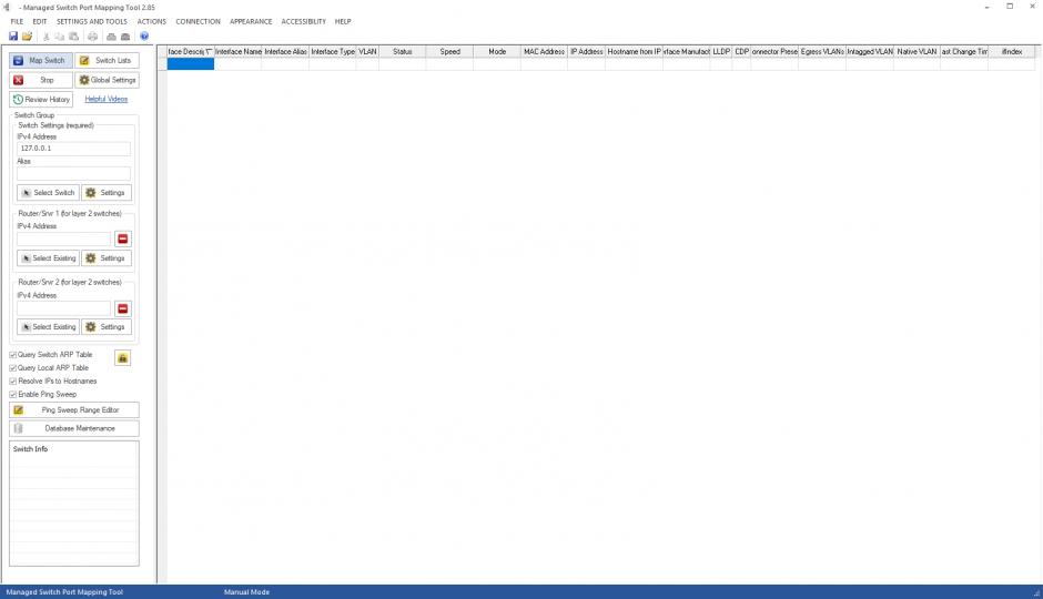 Managed Switch Port Mapping Tool main screen