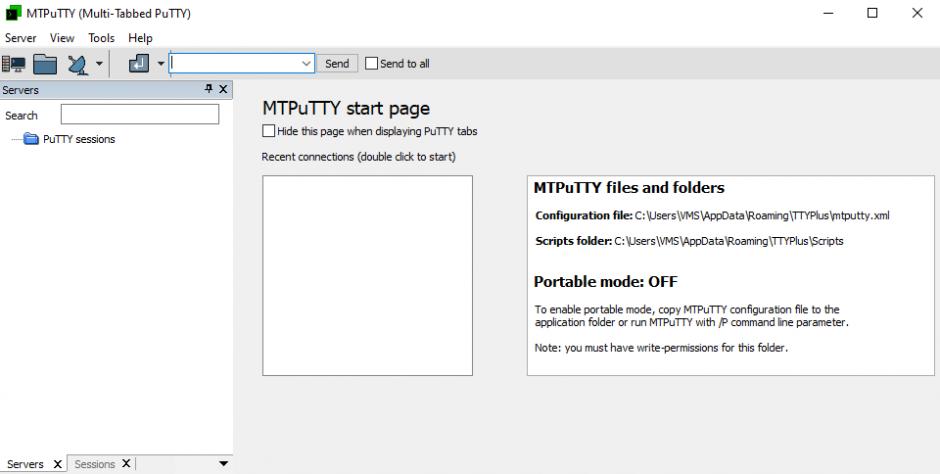 MTPuTTY main screen