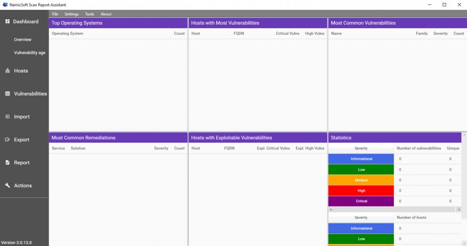 NamicSoft Scan Report Assistant main screen