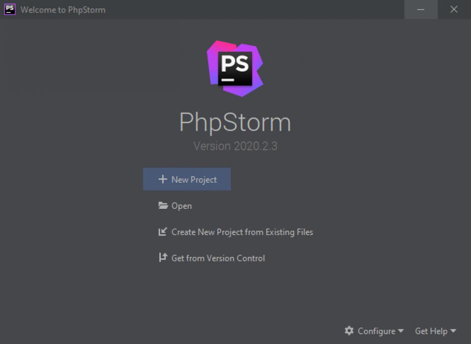 PhpStorm main screen