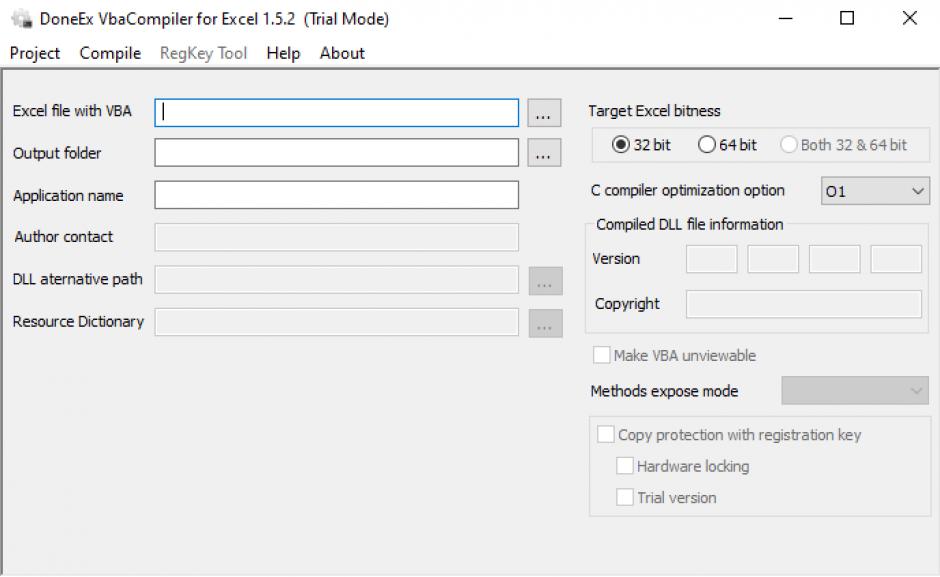 VbaCompiler for Excel main screen