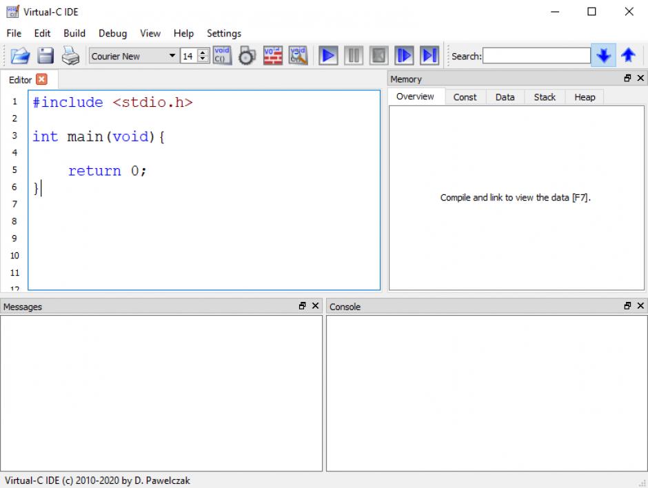 Virtual-C IDE main screen