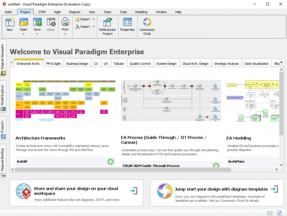 Visual Paradigm Enterprise main screen