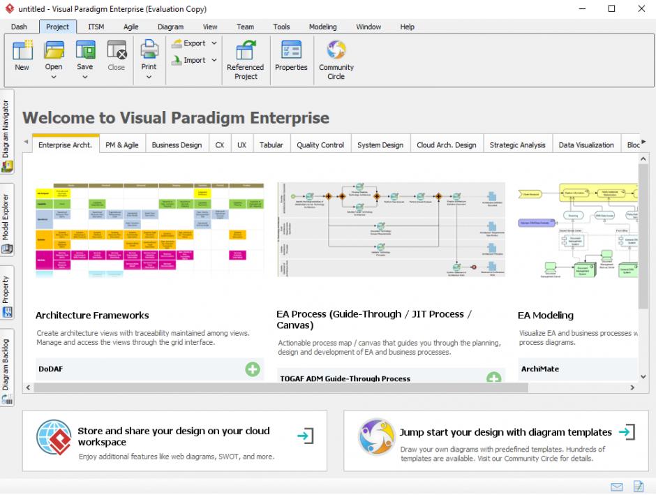 Visual Paradigm Standard main screen