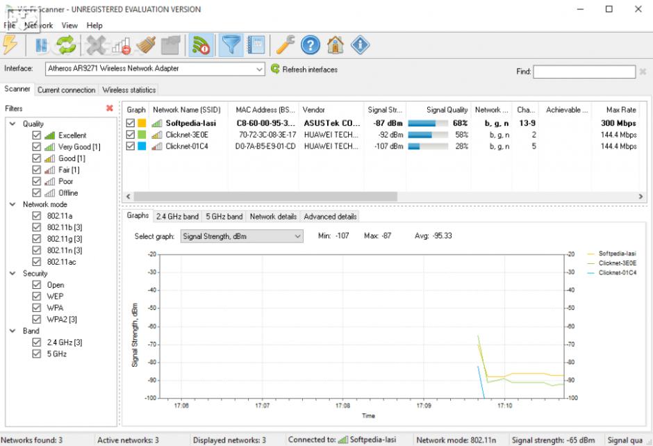 Wi-Fi Scanner main screen