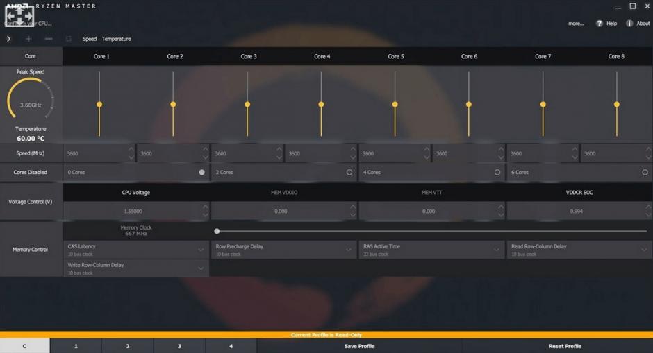 AMD Ryzen Master main screen