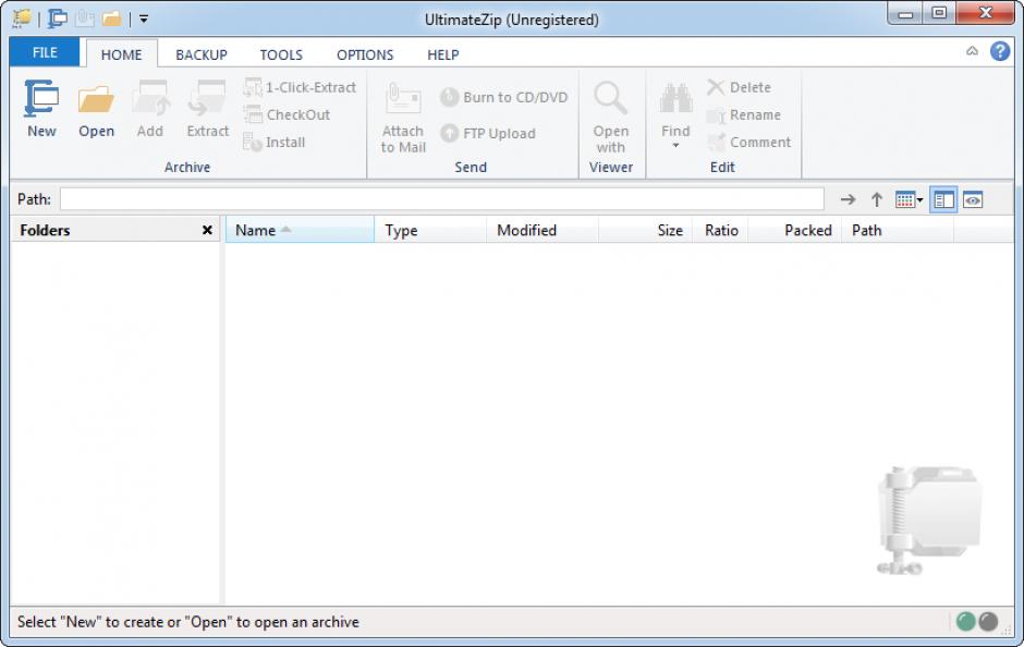 UltimateZip main screen