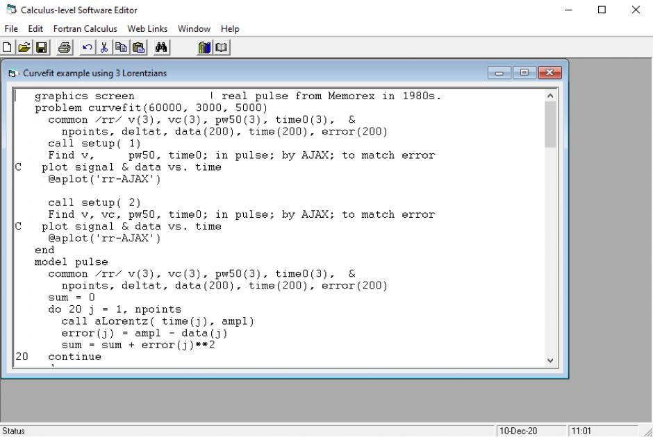 Fortran Calculus Front-end main screen