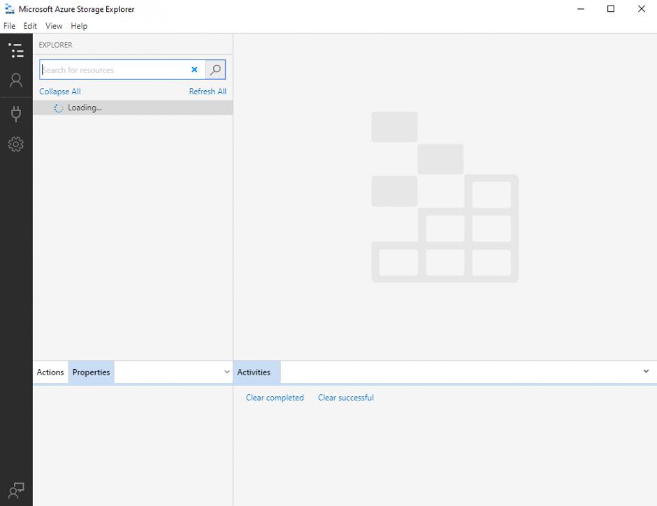 Microsoft Azure Storage Explorer main screen