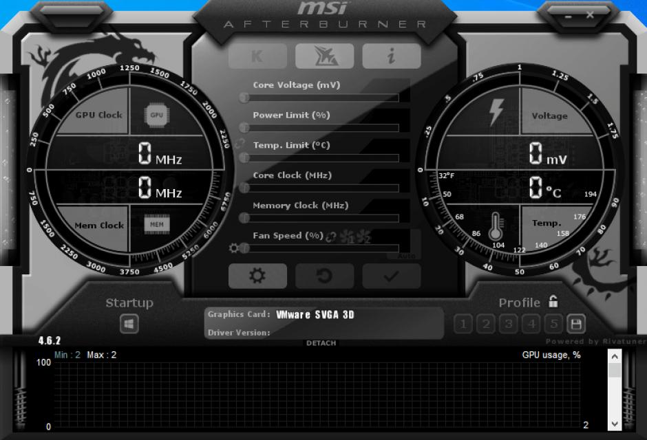 MSI Afterburner main screen