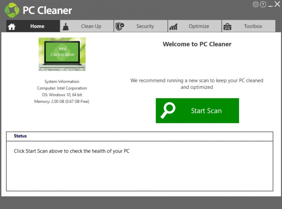 PC Cleaner main screen