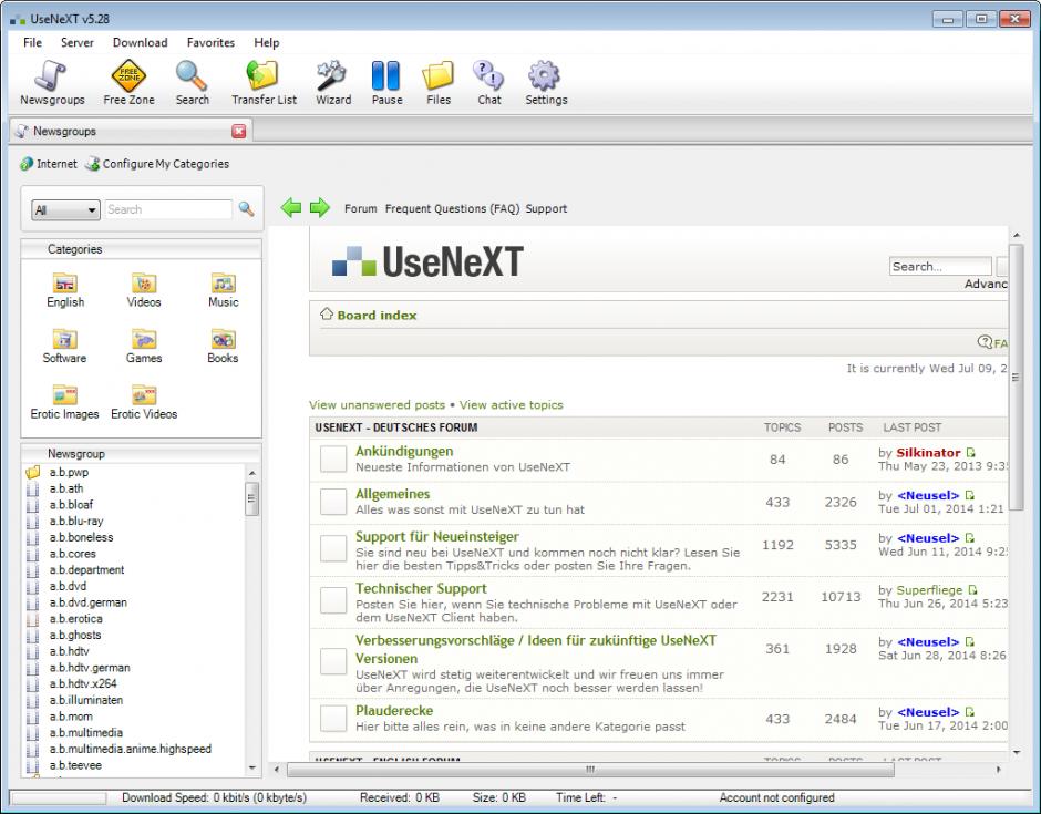 UseNeXT  main screen