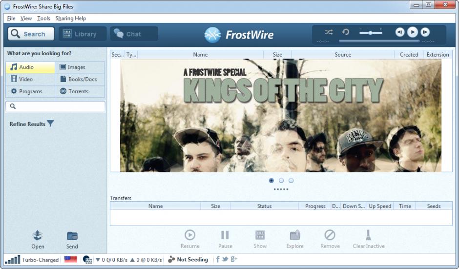 FrostWire main screen