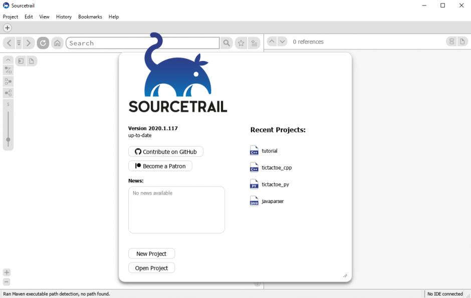 Sourcetrail main screen