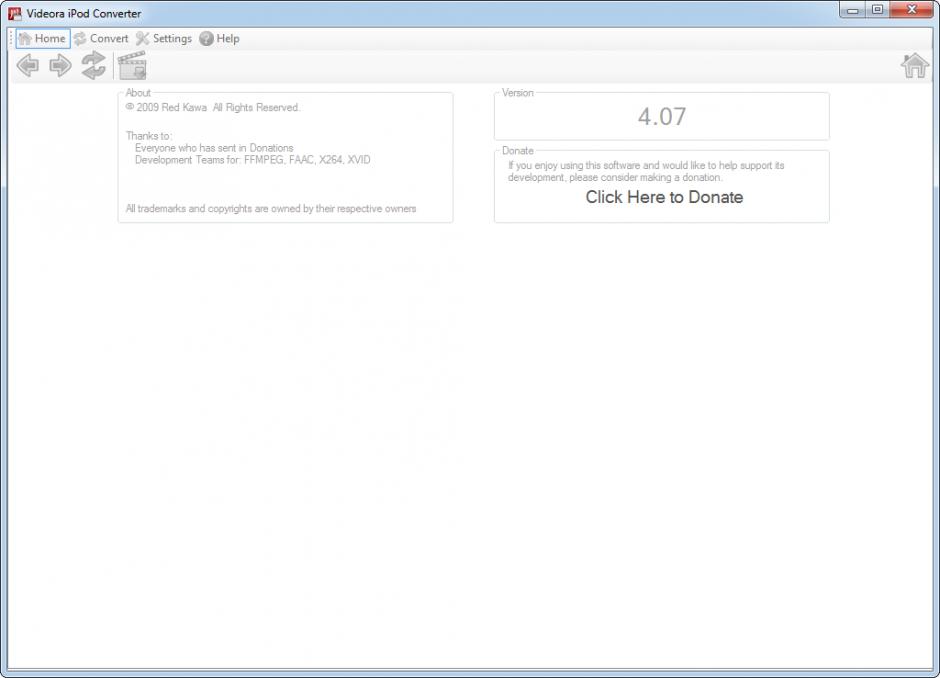Videora iPod Converter main screen