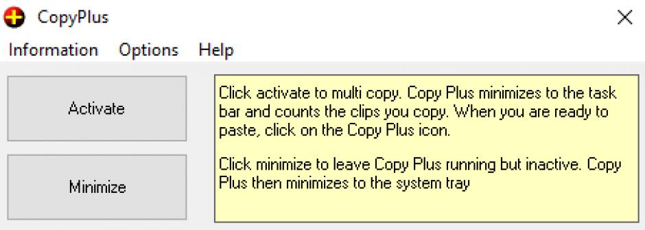 CopyPlus main screen