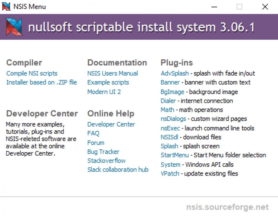Nullsoft Install System main screen