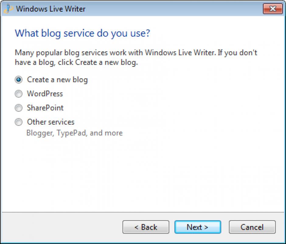 Windows Live Writer main screen