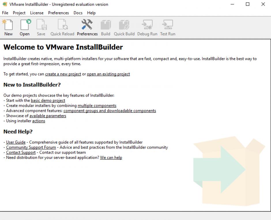VMware InstallBuilder Enterprise main screen