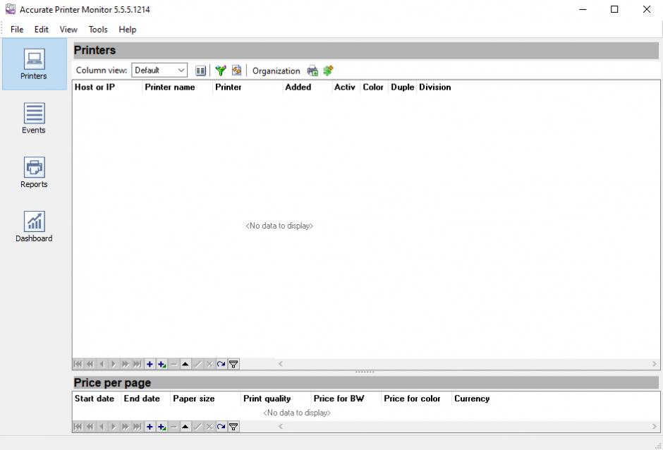 Accurate Printer Monitor main screen