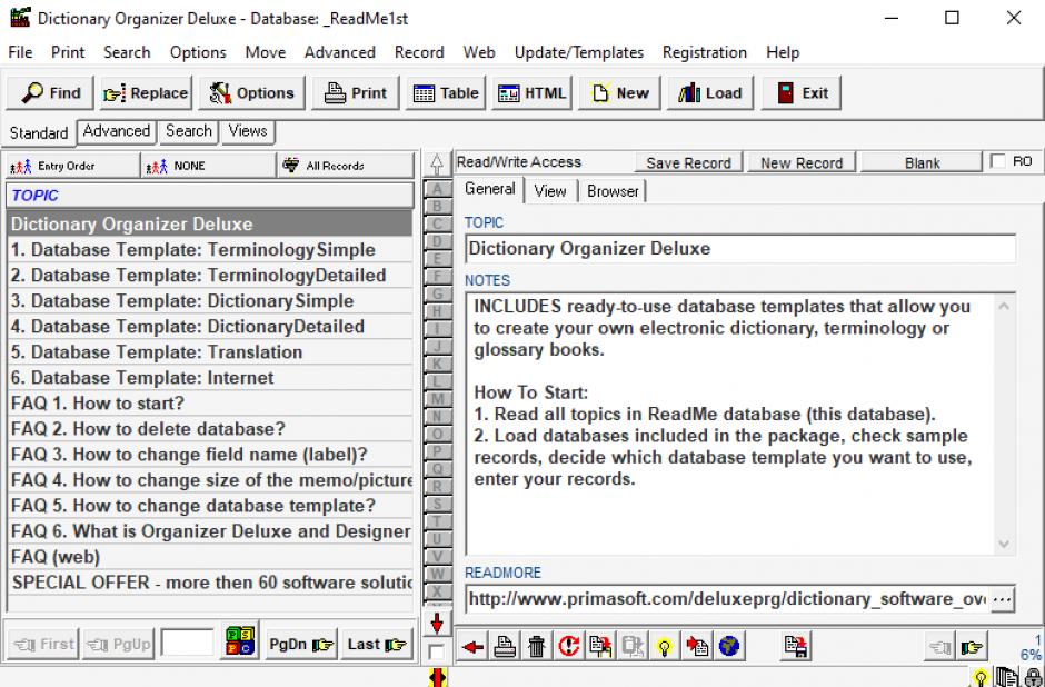 screenshot of program