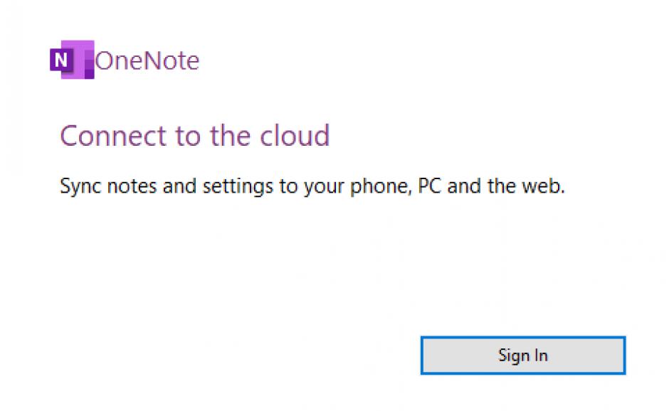 Microsoft OneNote main screen