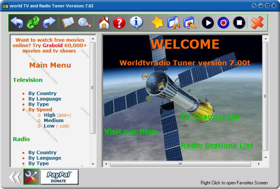 world TVRT Toolbar Edition main screen