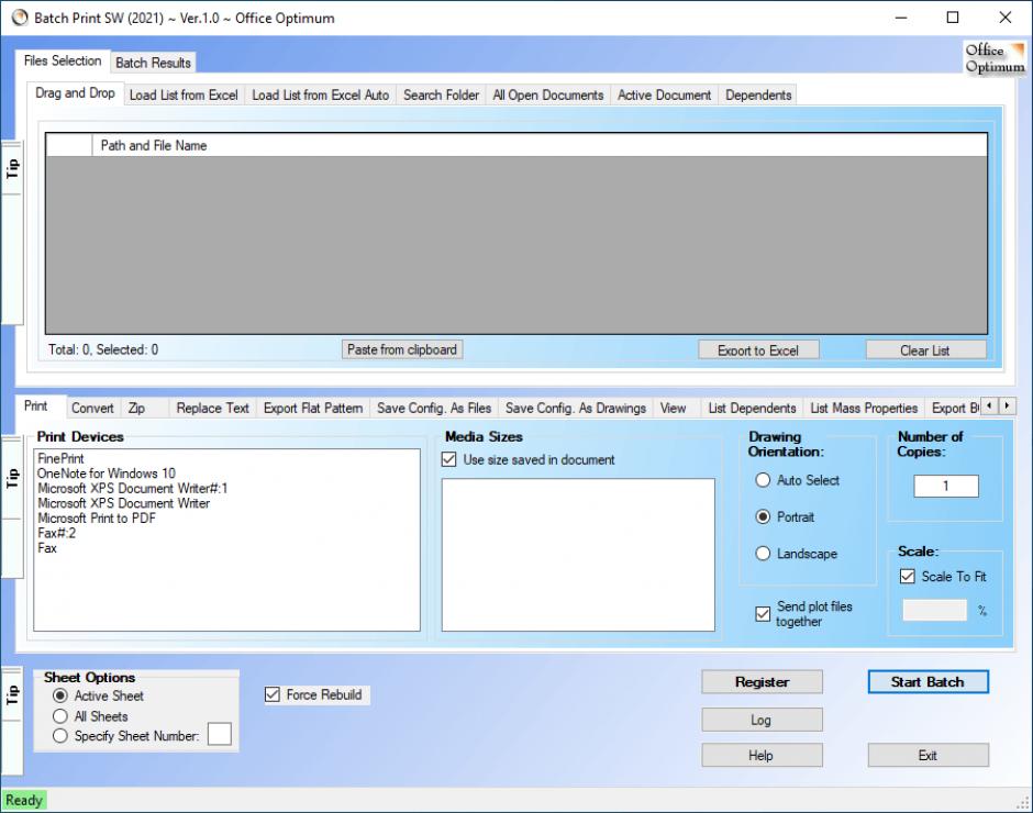 screenshot of program