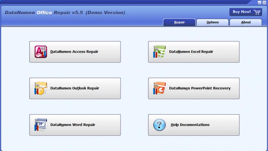 DataNumen Office Repair main screen