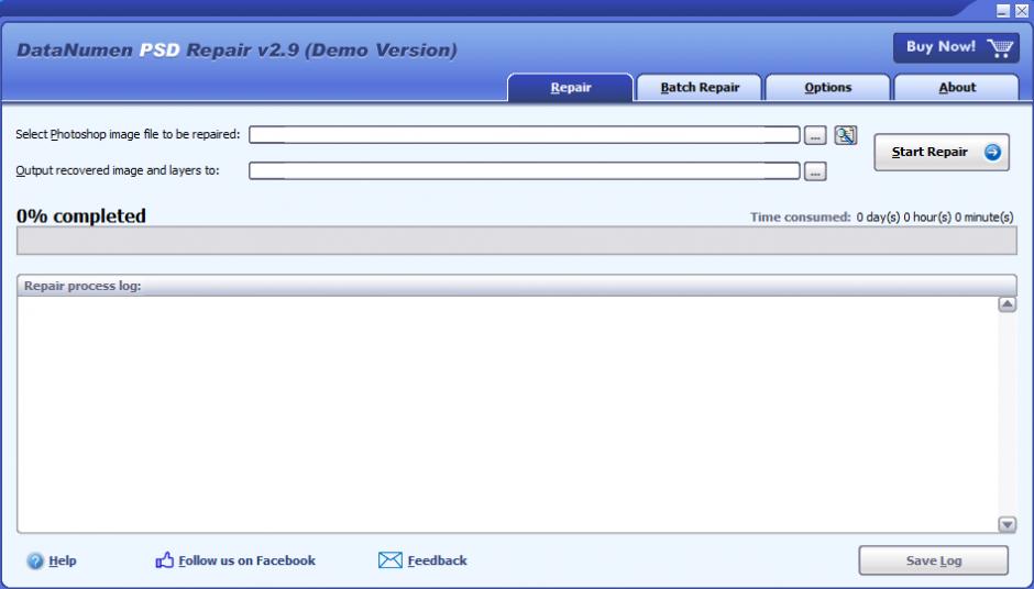 DataNumen PSD Repair main screen
