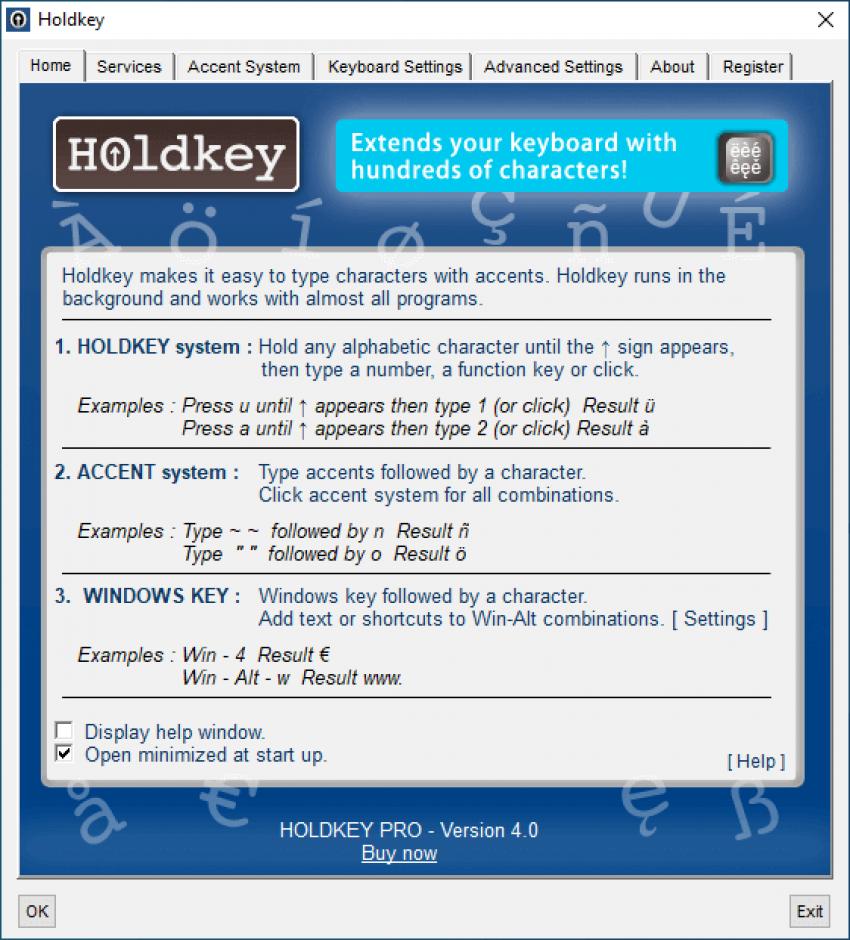 Holdkey main screen
