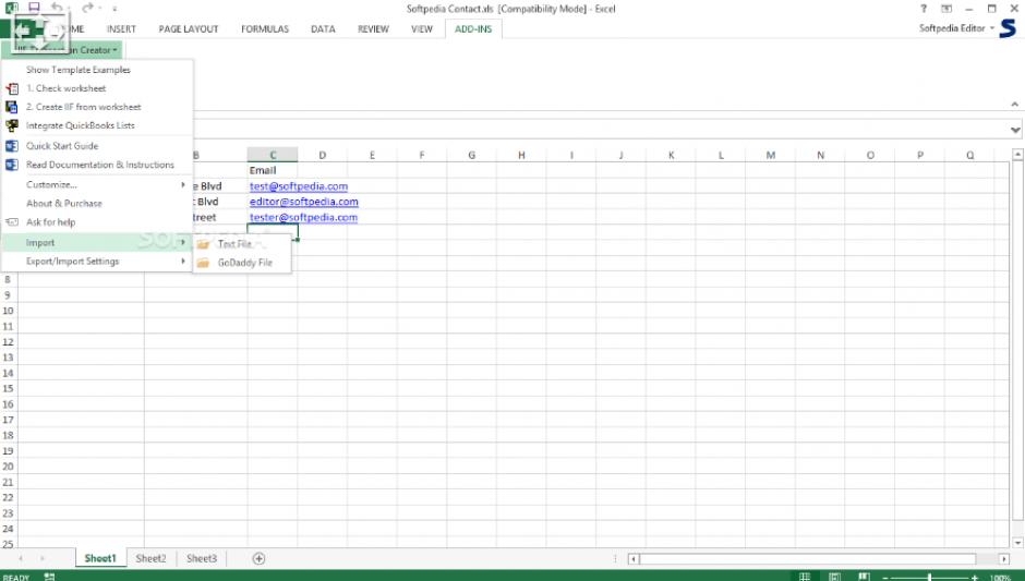 IIF Transaction Creator main screen