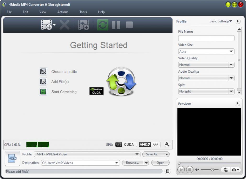 4Media MP4 Converter main screen