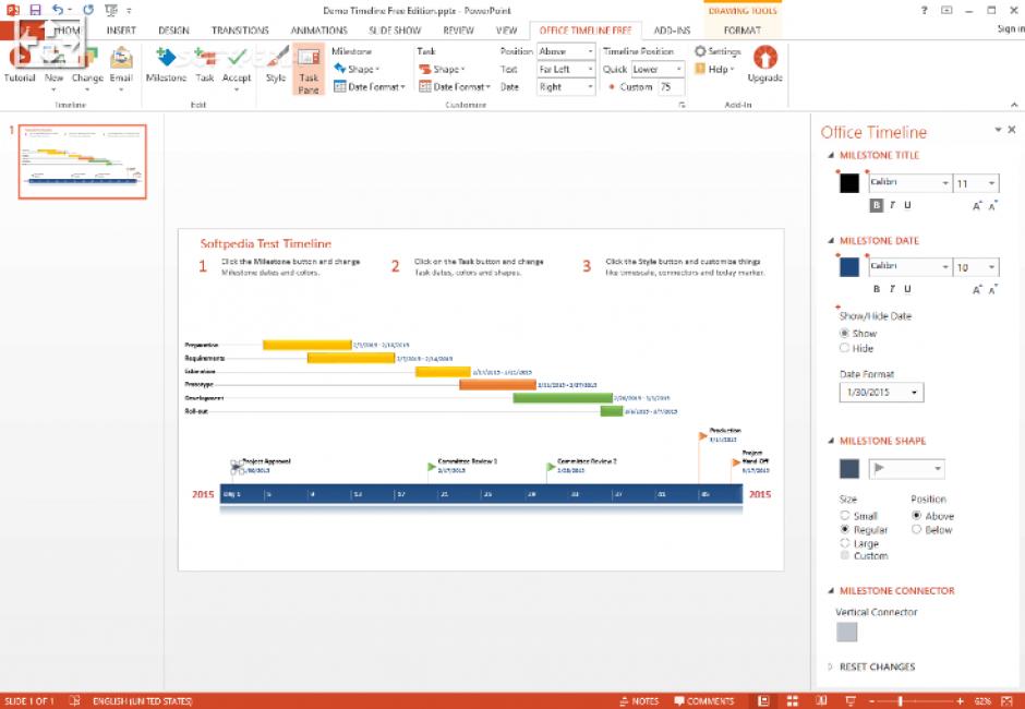 Office Timeline main screen