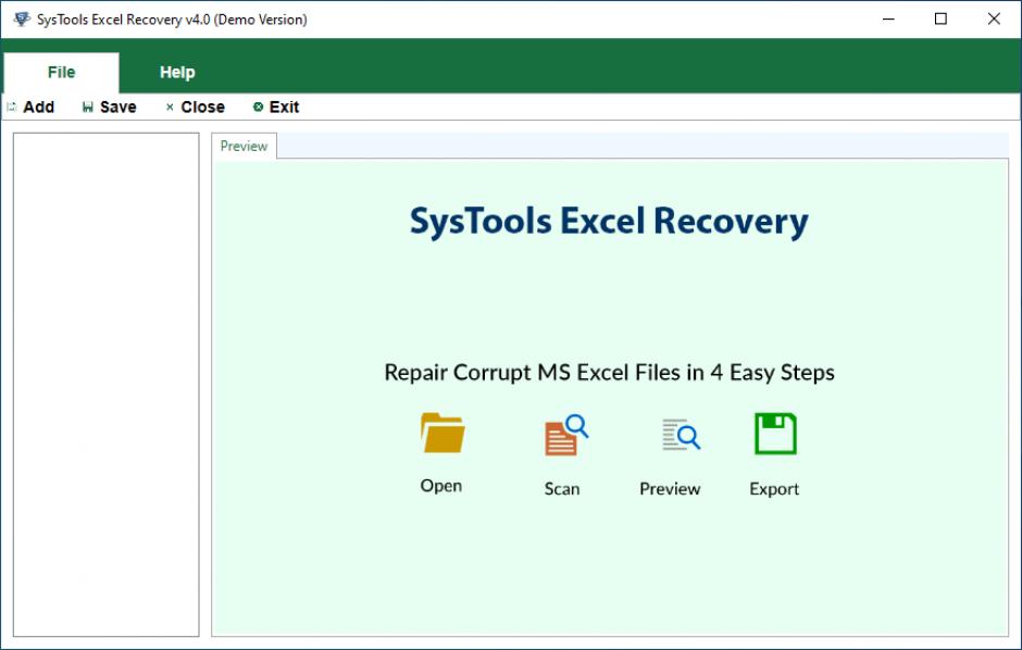 SysTools Excel Recovery main screen