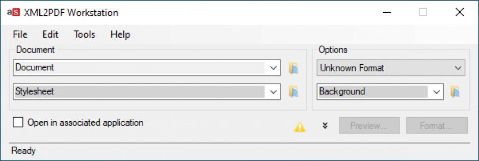 XML2PDF Workstation main screen