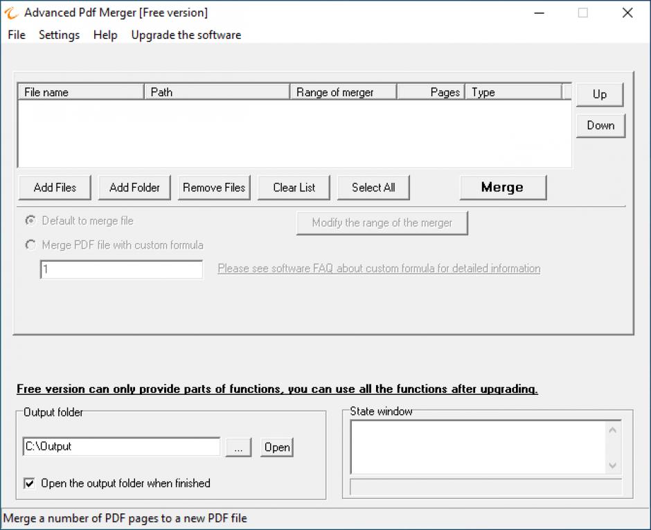 Advanced Pdf Merger Free main screen