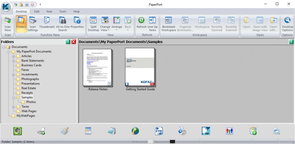 Kofax PaperPort Professional main screen