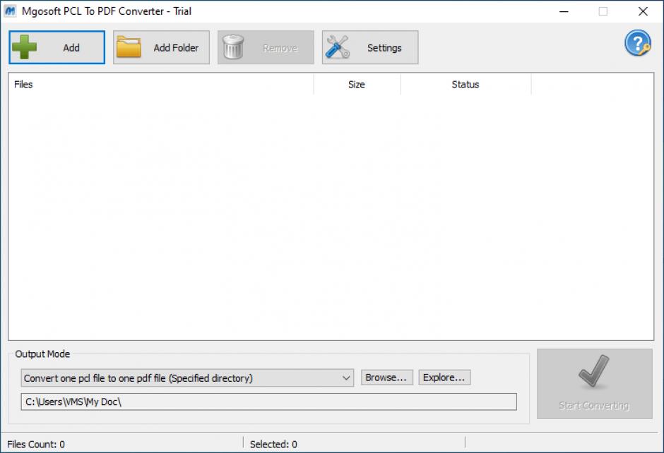 MgoSoft PCL To PDF Converter main screen