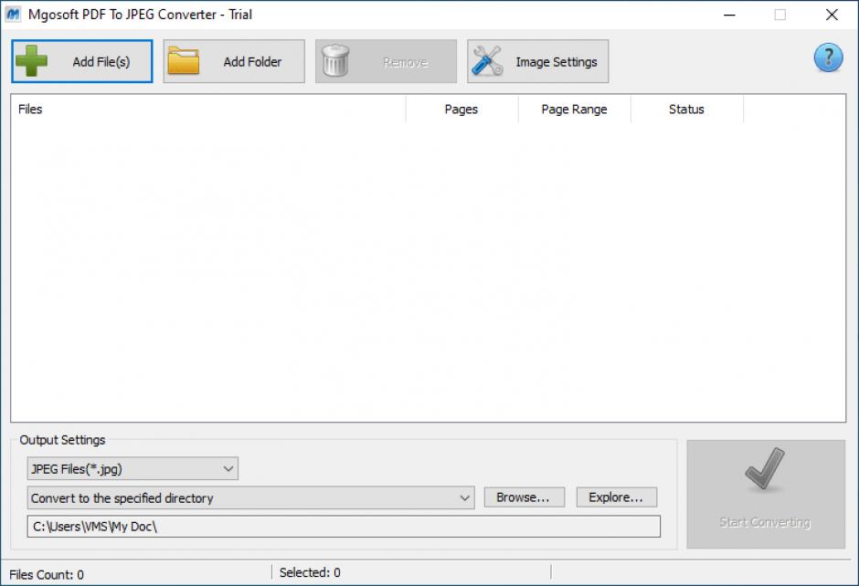 MgoSoft PDF To Image main screen