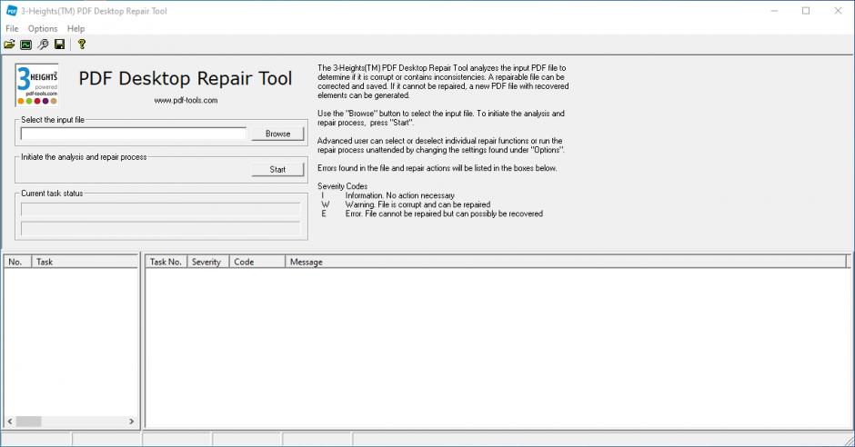 PDF Analysis & Repair main screen