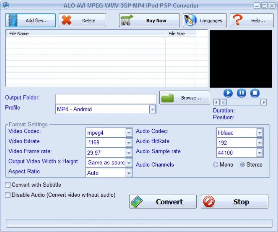 screenshot of program