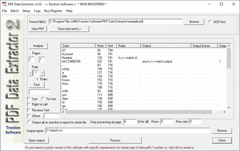 PDF Data Extractor main screen