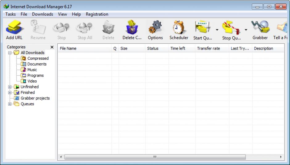 Internet Download Manager main screen