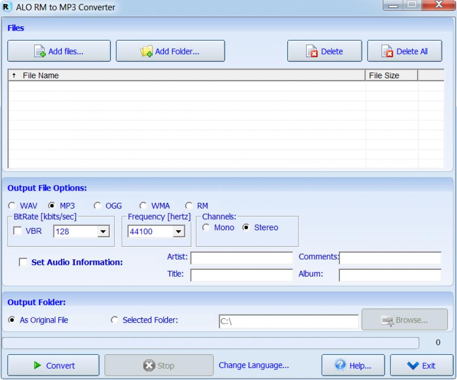 screenshot of program