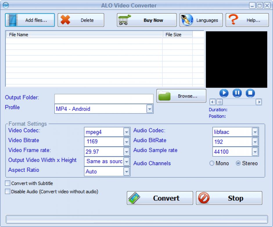 screenshot of program