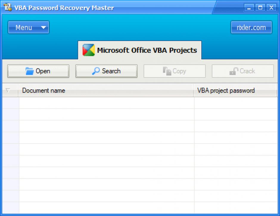 VBA Password Recovery Master main screen